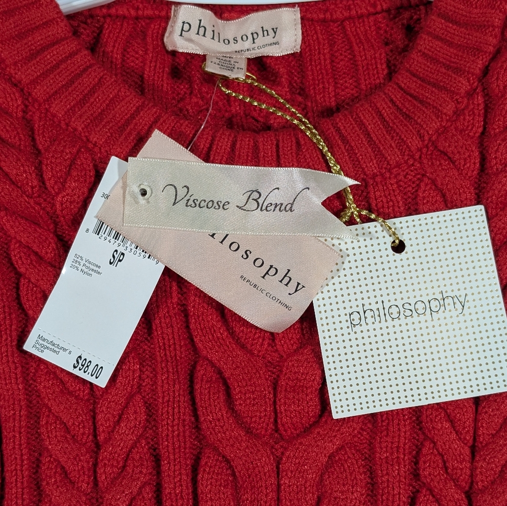 Philosophy Red Apple Cable Knit Sweater NWT - Picture 8 of 10